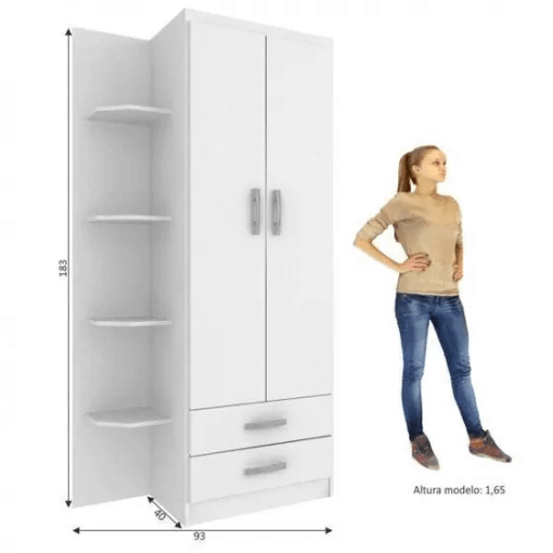 Guarda Roupa Infantil com Cantoneira Evidencia 2 Portas Branco
