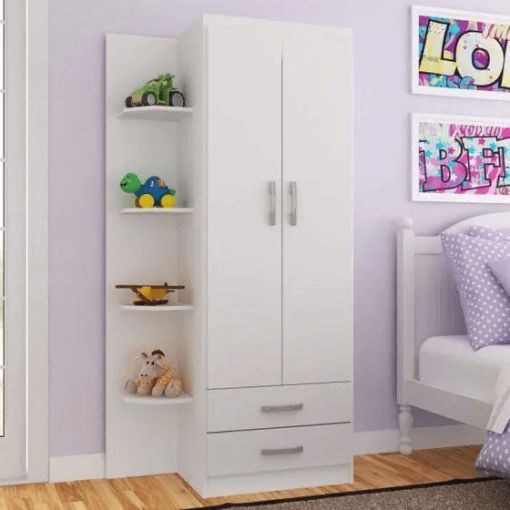 Guarda Roupa Infantil com Cantoneira Evidencia 2 Portas Branco