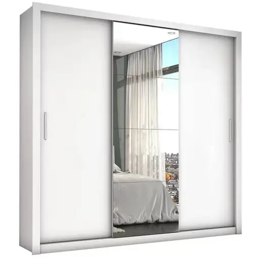 Guarda Roupa Bahia Casal 3 Portas de Correr e 4 Gavetas Branco