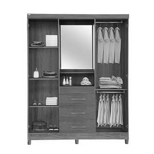 Guarda Roupa Capelinha Lyon Solteiro com Espelho 4 Portas 3 Gavetas Rud Rack