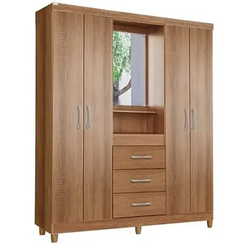 Guarda Roupa Capelinha Lyon Solteiro com Espelho 4 Portas 3 Gavetas Rud Rack