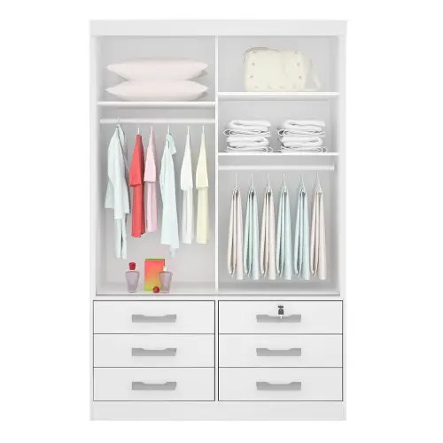Guarda Roupa Meridian 2 Portas 6 Gavetas Solteiro com Espelho