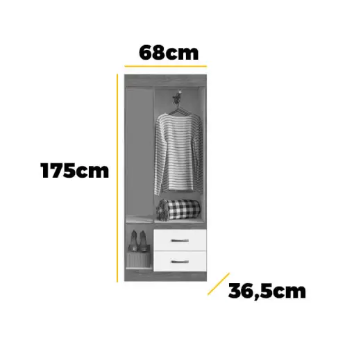 Guarda Roupa Milão 3 Portas 2 Gavetas Solteiro Poquema