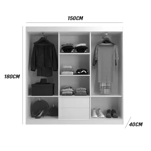 Guarda Roupa Lisboa Casal 3 Portas 2 Gavetas Evidencia