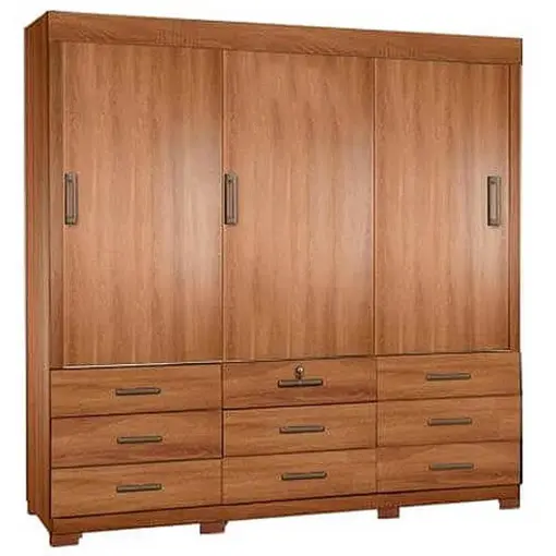 Guarda Roupa Itapema SEM Espelho Casal 3 Portas de Correr e 9 Gavetas Rud Rack