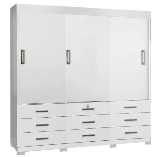 Guarda Roupa Itapema SEM Espelho Casal 3 Portas de Correr e 9 Gavetas Rud Rack