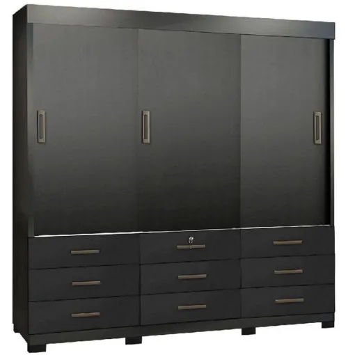 Guarda Roupa Itapema SEM Espelho Casal 3 Portas de Correr e 9 Gavetas Rud Rack
