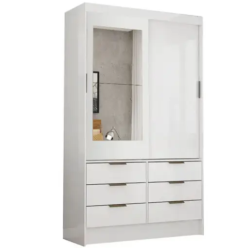Guarda Roupa Sevilha Solteiro com Espelho 2 Portas 6