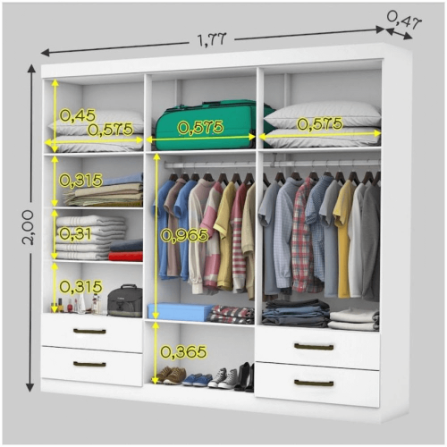 Guarda Roupa Modulado Carioca Hercules Casal 11 Portas 6 Gavetas e Espelho