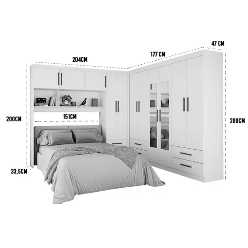 Guarda Roupa Modulado Carioca Hercules Casal 11 Portas 6 Gavetas e Espelho