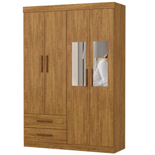 Guarda Roupa Hercules Solteiro 4 Portas 2 Gavetas