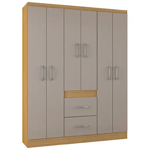 Guarda Roupa Milão 6 Portas 2 Gavetas Casal Poquema