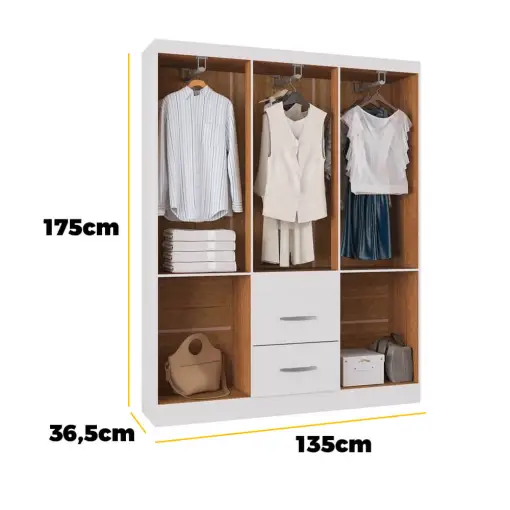 Guarda Roupa Milão 6 Portas 2 Gavetas Casal Poquema