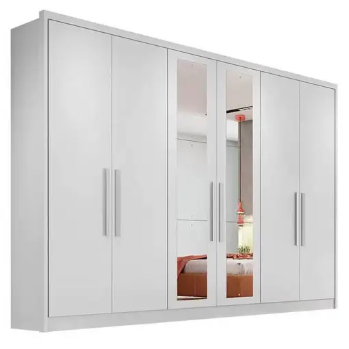 Guarda Roupa Robust Casal Com Espelho 6 Portas 8 Gavetas Novo Horizonte