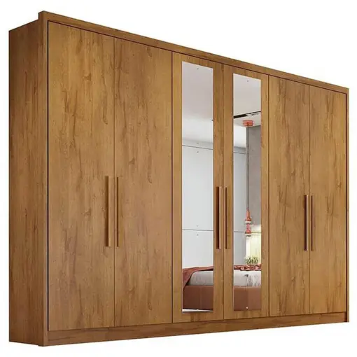 Guarda Roupa Robust Casal Com Espelho 6 Portas 8 Gavetas Novo Horizonte