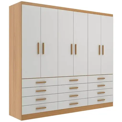 Guarda Roupa New Monaco Casal 6 Portas 12 Gavetas Evidencia
