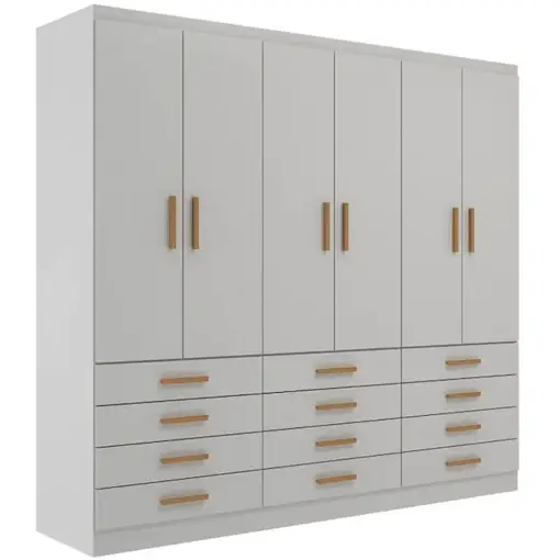 Guarda Roupa New Monaco Casal 6 Portas 12 Gavetas Evidencia