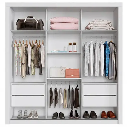 Guarda Roupa Panama COM Espelho Casal 3 Portas 4 Gavetas Salleto