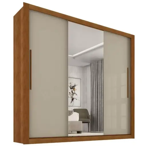 Guarda Roupa Panama COM Espelho Casal 3 Portas 4 Gavetas Salleto