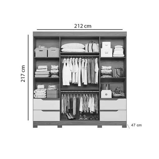 Guarda Roupa Vivace Casal 4 Portas 4 Gavetas Albatroz