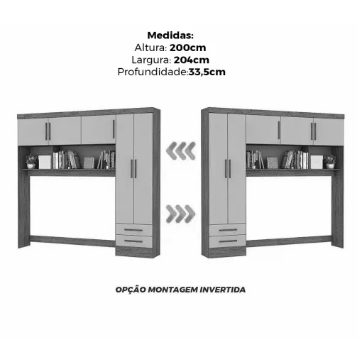 Guarda Roupa Modulado Carioca Santiago Casal 8 Portas 5 Gavetas e Espelho