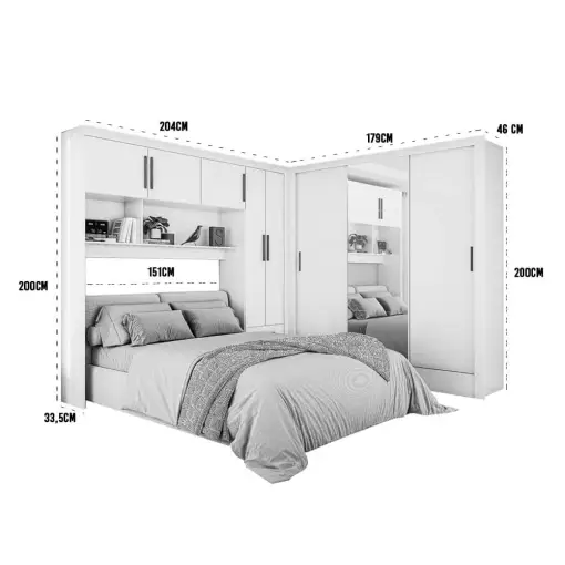 Guarda Roupa Modulado Carioca Santiago Casal 8 Portas 5 Gavetas e Espelho
