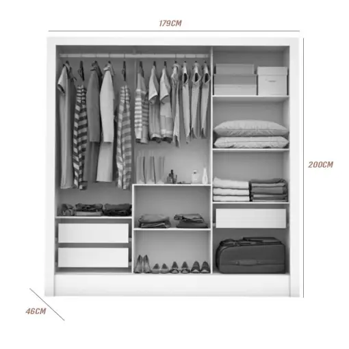 Guarda Roupa Modulado Carioca Santiago Casal 8 Portas 5 Gavetas e Espelho
