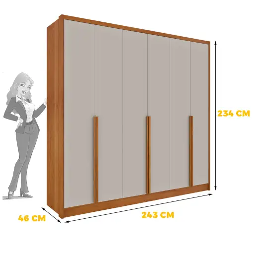 Guarda Roupa Fortuna Casal 6 Portas 6 Gavetas Tcil