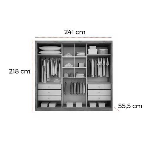 Guarda Roupa Paradizzo Casal com Espelho 3 Portas 6