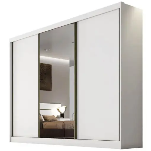 Guarda Roupa Diamond Casal Com Espelho 3 Portas 8 Gavetas Novo Horizonte