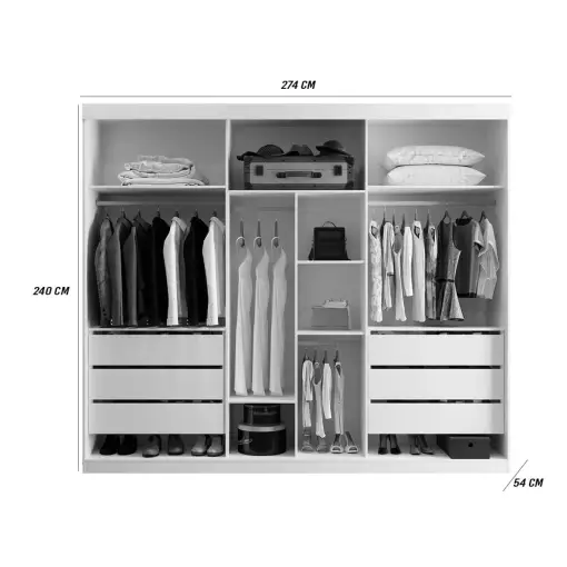 Guarda Roupa Orion Casal 6 Portas 6 Gavetas Salleto