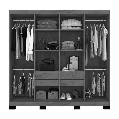 Guarda Roupa B2348 Casal 8 Portas 4 Gavetas Araplac