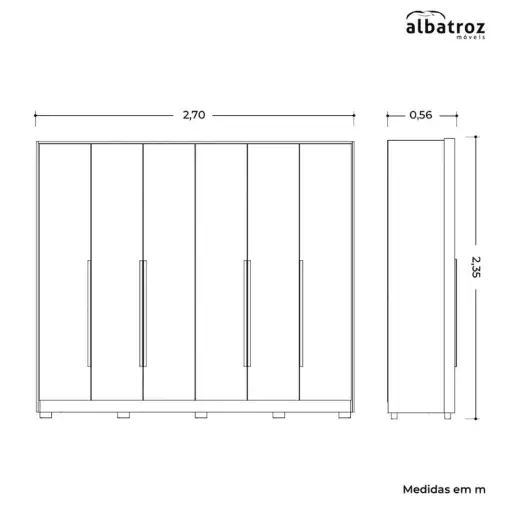Guarda Roupa Fascinio Casal 6 Portas 6 Gavetas Albatroz