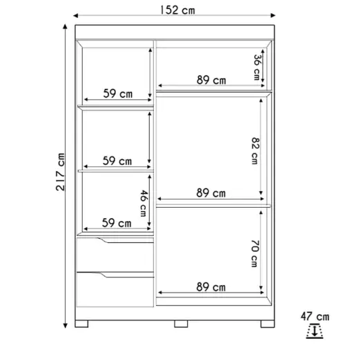 Guarda Roupa Vivace Solteiro 3 Portas 2 Gavetas Albatroz