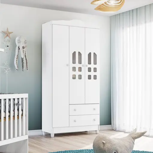 Guarda Roupa Infantil Eloa 3 Portas 2 Gavetas Carolina Baby