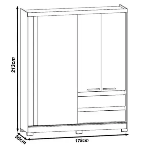 Guarda Roupa Condor Casal 3 Portas 2 Gavetas Atualle