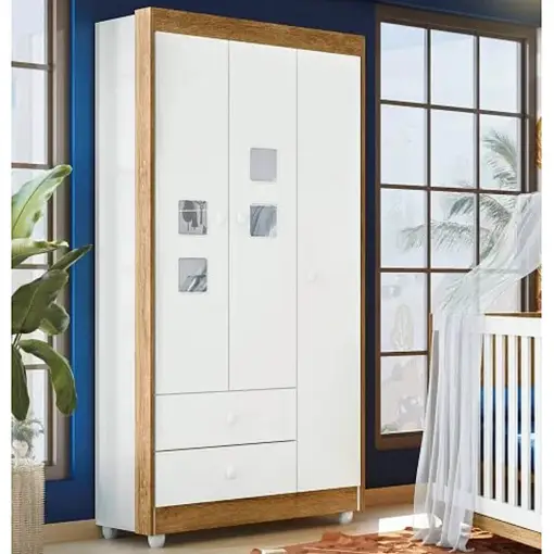 Guarda Roupa Life 3 Portas 2 Gavetas Infantil Tigus