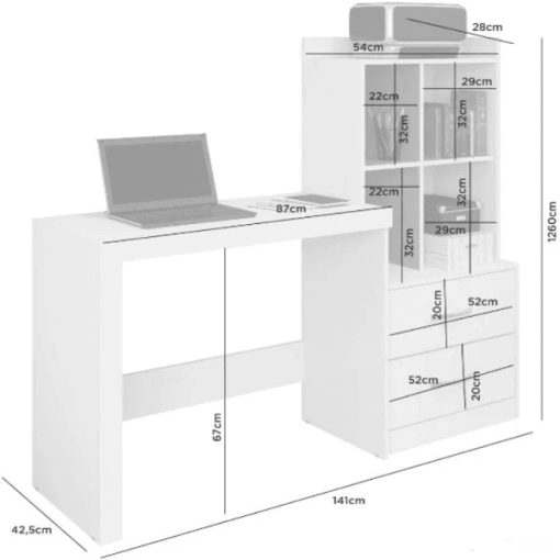Mesa para Computador Alana com Estante 2 Gavetas