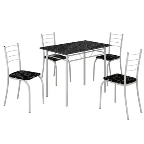 Mesa Rio Tampo Granito Preto 100x60cm com 4 Cadeiras