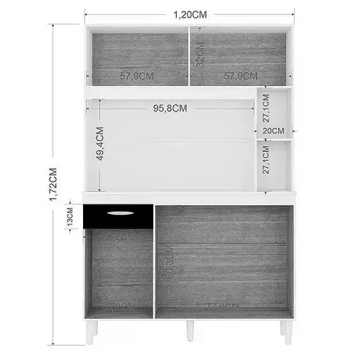 Armário de Cozinha Duda 120cm 5 Portas 1 Gaveta Poquema