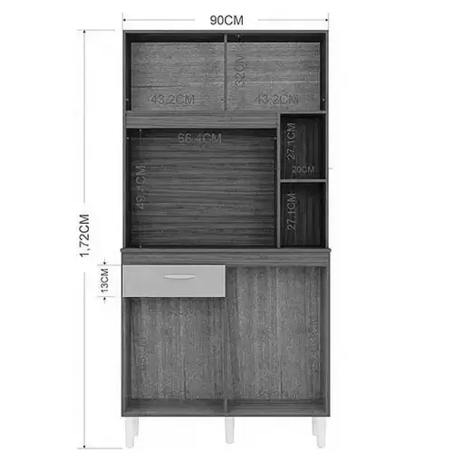 Armário de Cozinha Duda 90cm 4 Portas 1 Gaveta Poquema