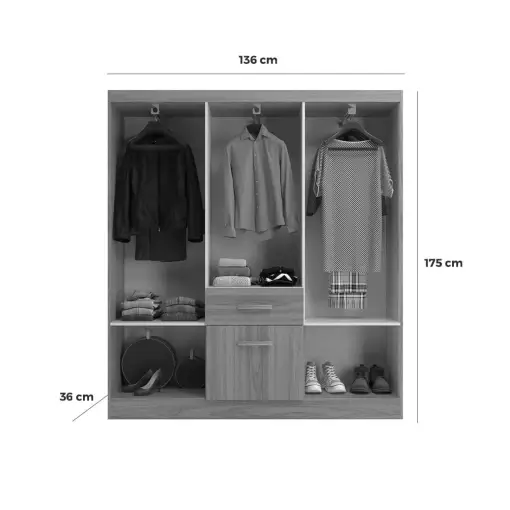 Kit Guarda Roupa + Cama Box Casal Monaco