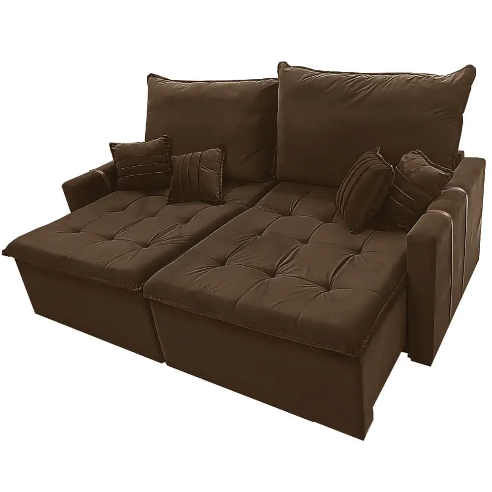 Sofá Cama Chicago em Linho 4 Lugares Retrátil e Reclinável 220cm Kasacomigo