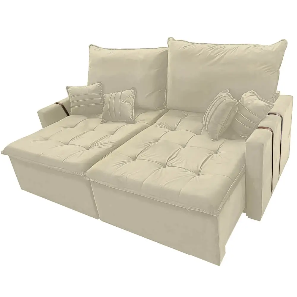 Sofá Cama Chicago em Linho 4 Lugares Retrátil e Reclinável 220cm Kasacomigo
