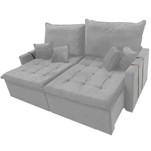 Sofá Cama Chicago em Linho 4 Lugares Retrátil e Reclinável 220cm Kasacomigo