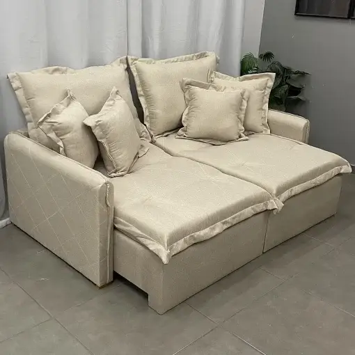 Sofá Cama Lima 220cm em Linho 4 Lugares Retrátil e Reclinável União