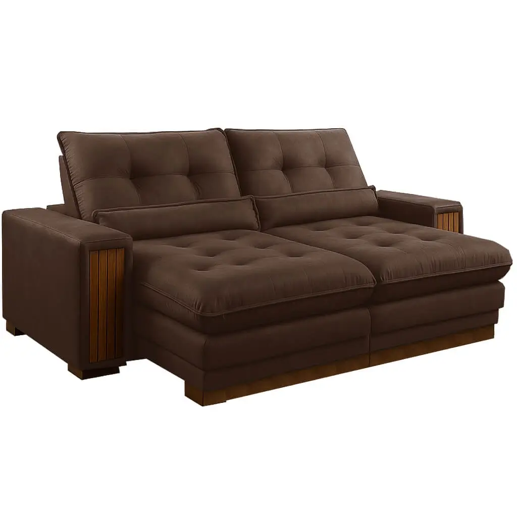 Sofá New Santorini 4 Lugares Retrátil e Reclinável 250cm Tecido Veludo Kasacomigo