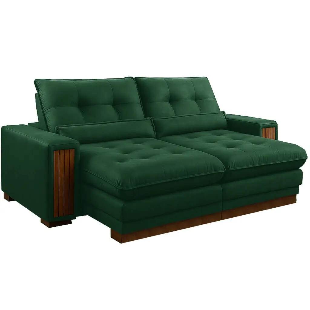 Sofá New Santorini 4 Lugares Retrátil e Reclinável 250cm Tecido Veludo Kasacomigo
