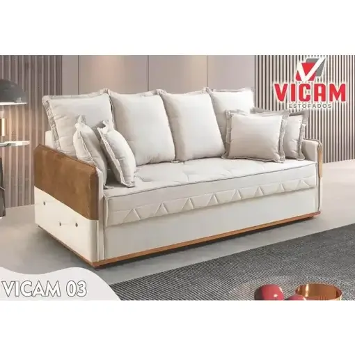 Sofá Vicam 03 em Veludo com Almofadas Soltas 3 Lugares 200cm Vicam