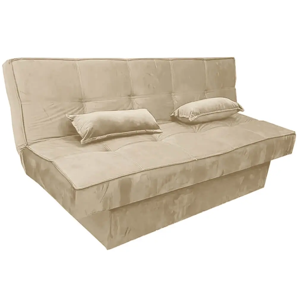 Sofá Cama Zurich em Veludo com Baú 2 Lugares 182cm Luxury